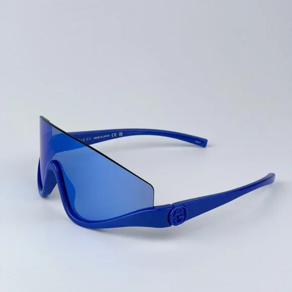 NEW GUCCI SUNGLASSES GG1650S 010 SHIELD BLUE UNISEX GUCCI EYEWEAR Gucci GG1650S Half Rim Shield Sunglasses in Blue – Designer  main image 3